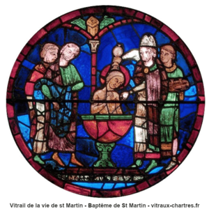 Baptême de st Martin   Vitrail Chartres